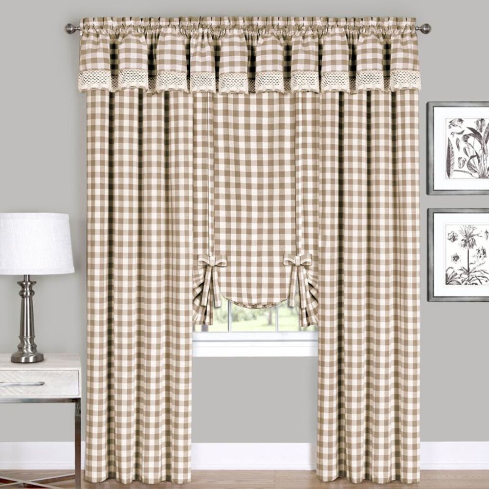 Achim Home Furnishing: Buffalo Taupe Plaid Modern Window Curtain Panel : 58" x